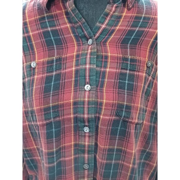 Lauren Jeans Co. Ralph Lauren Womens Plaid Button-Up Shirt L 100% Cotton Red/Gre - Picture 2 of 8